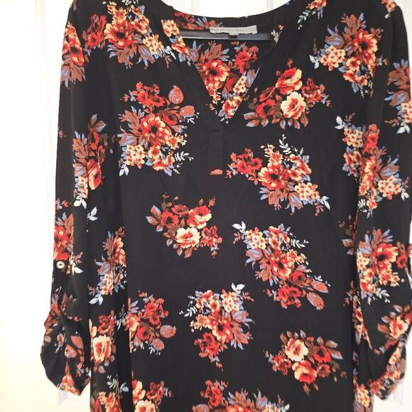 Daniel Rainn Black flower Blouse Petite XL - Picture 1 of 6